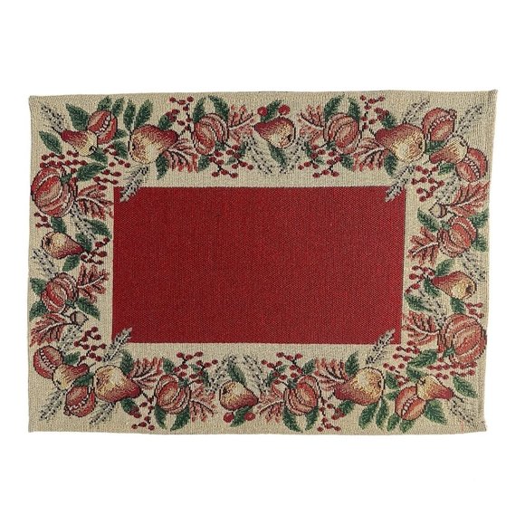 Set of 6 Vintage Fabric Fall Placemats Pumpkin Harvest Thanksgiving 18 x 13.5 In - Picture 1 of 10